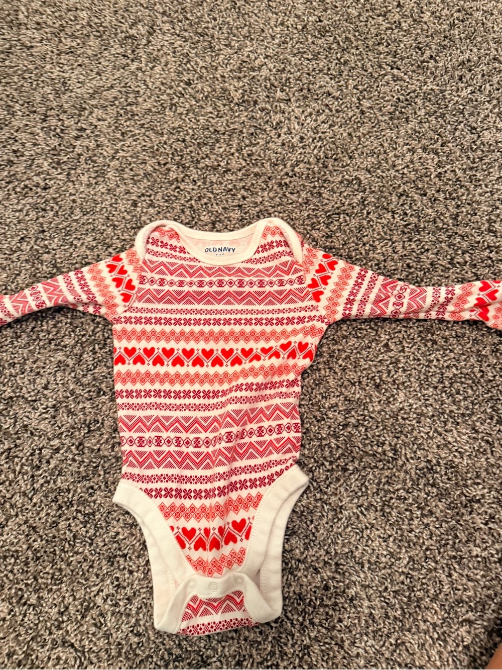 Old Navy Red & White Fair Isle Long-Sleeve Baby Bodysuit